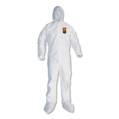 KleenGuard A20 Elastic Back and Ankle Hood and Boot Coveralls, X-Large, White, 24/Carton