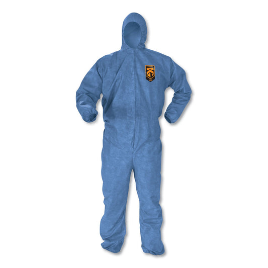 KleenGuard A60 Elastic-Cuff, Ankles and Back Hooded Coveralls, 2X-Large, Blue, 24/Carton