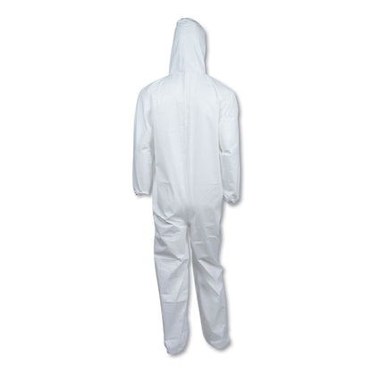 KleenGuard A40 Elastic-Cuff and Ankle Hooded Coveralls, 4X-Large, White, 25/Carton