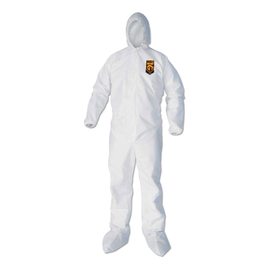 KleenGuard A40 Elastic-Cuff, Ankle, Hood and Boot Coveralls, X-Large, White, 25/Carton