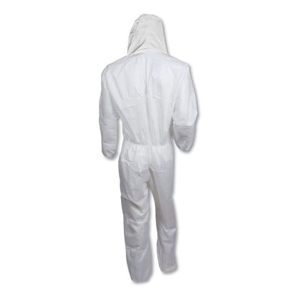 KleenGuard A20 Elastic Back, Cuff and Ankle Hooded Coveralls, Zip, X-Large, White, 24/Carton