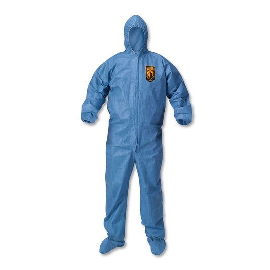 KleenGuard A60 Blood and Chemical Splash Protection Coveralls, 3X-Large, Blue, 20/Carton