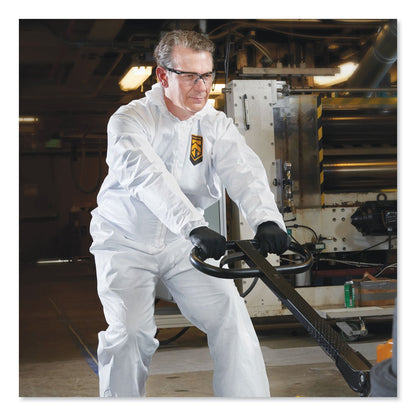 KleenGuard A30 Elastic-Back and Cuff Hooded Coveralls, 4X-Large, White, 21/Carton