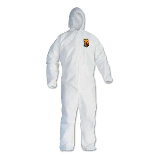 KleenGuard A40 Elastic-Cuff, Ankle, Hooded Coveralls, 3X-Large, White, 25/Carton