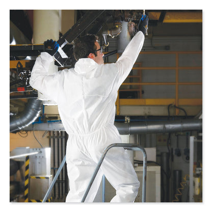 KleenGuard A30 Elastic-Back and Cuff Hooded Coveralls, 4X-Large, White, 21/Carton