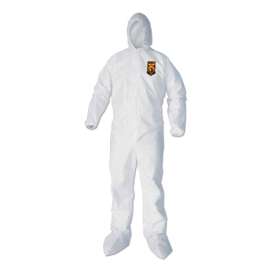 KleenGuard A40 Elastic-Cuff, Ankle, Hood and Boot Coveralls, Large, White, 25/Carton