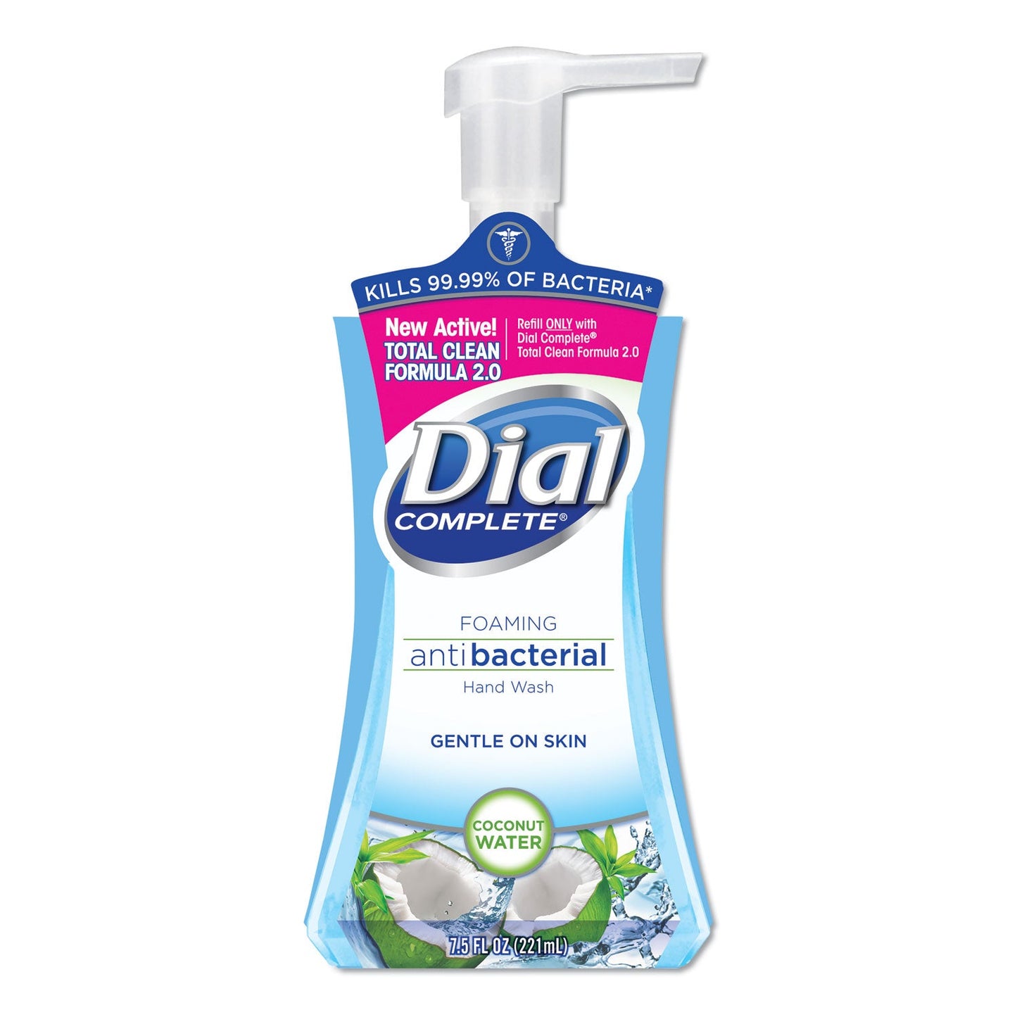 Dial Antibacterial Foaming Hand Wash, Coconut Waters, 7.5 oz Pump Bottle, 8/Carton