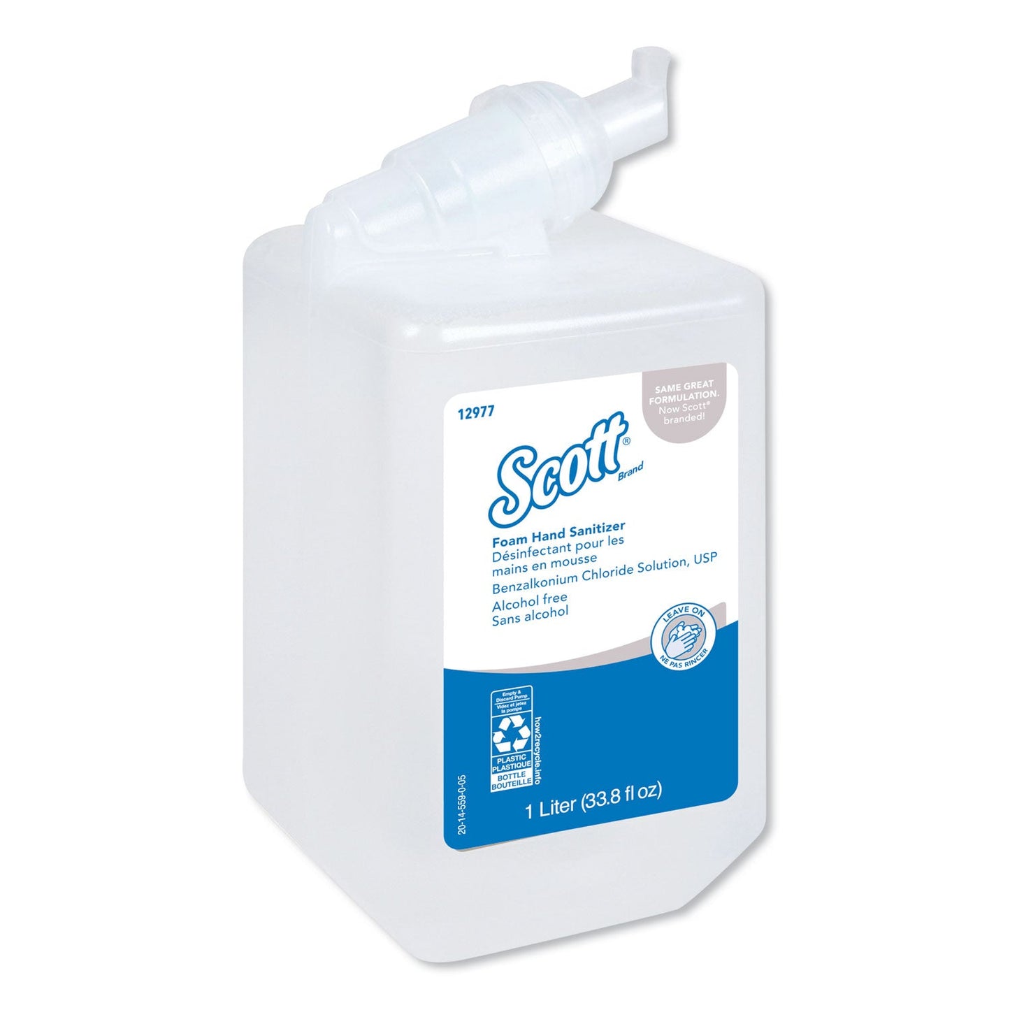 Scott Essential Alcohol-Free Foam Hand Sanitizer, 1,000 mL Cassette, Unscented, 6/Carton