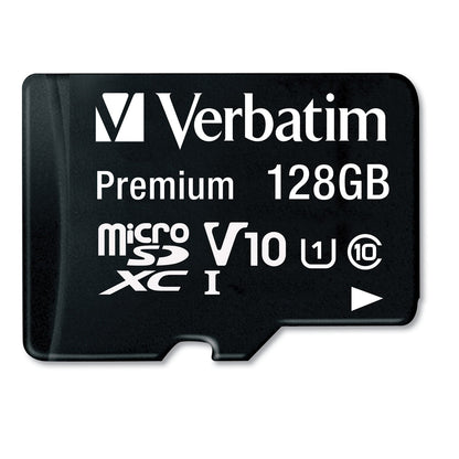 Verbatim 128GB Premium microSDXC Memory Card with Adapter, UHS-I V10 U1 Class 10, Up to 90MB/s Read Speed