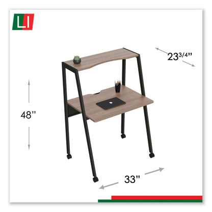 Linea Italia Kompass Flexible Home/Office Desk, 33" x 23.75" x 48", Natural Walnut