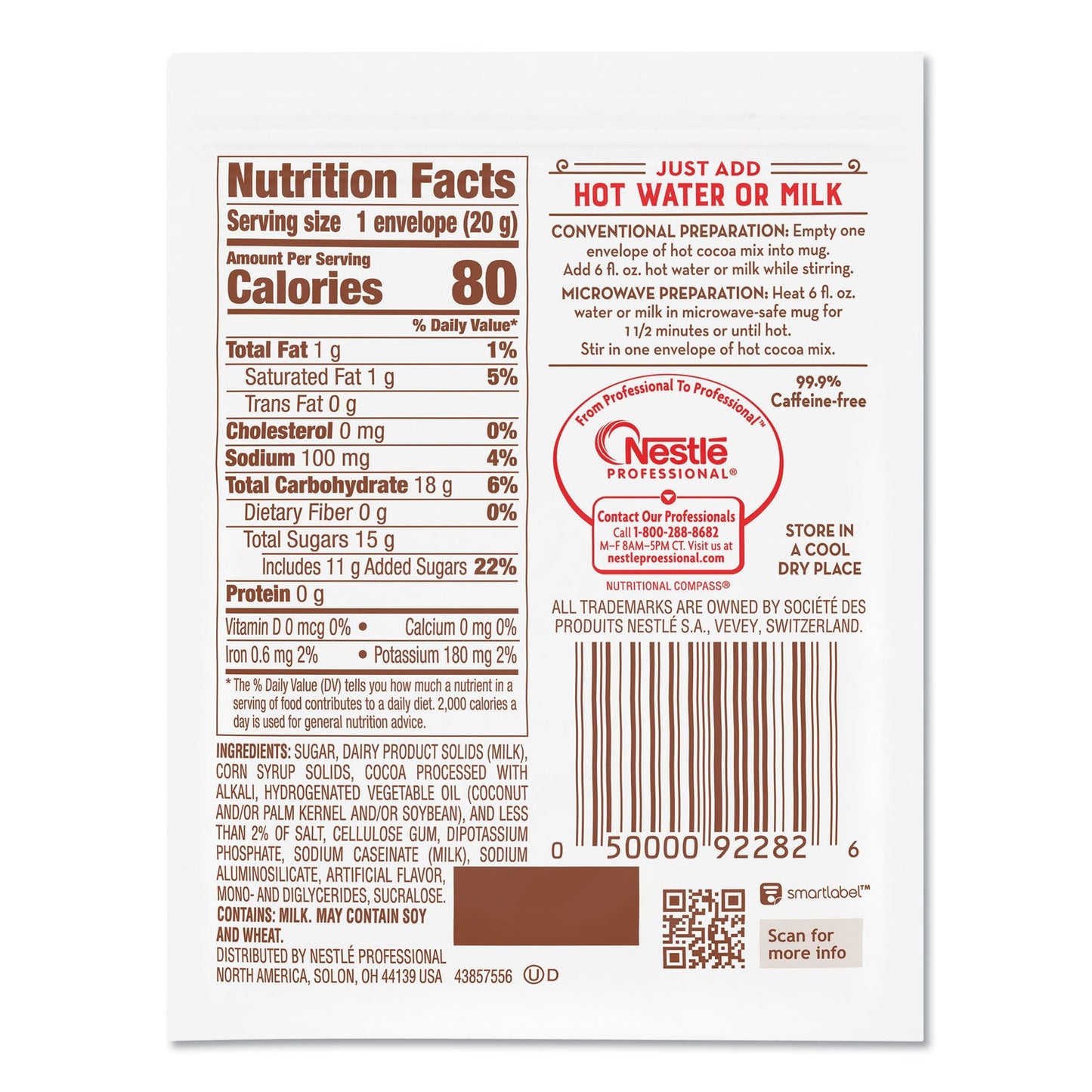 Nestlé Hot Cocoa Mix, Dark Chocolate, 0.71 oz, 50/Box