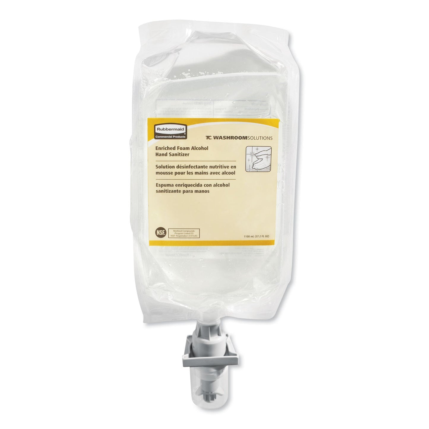 Rubbermaid AutoFoam Refill With Alcohol Foam Hand Sanitizer, Clear, 1,000 mL, Unscented, 4/Carton
