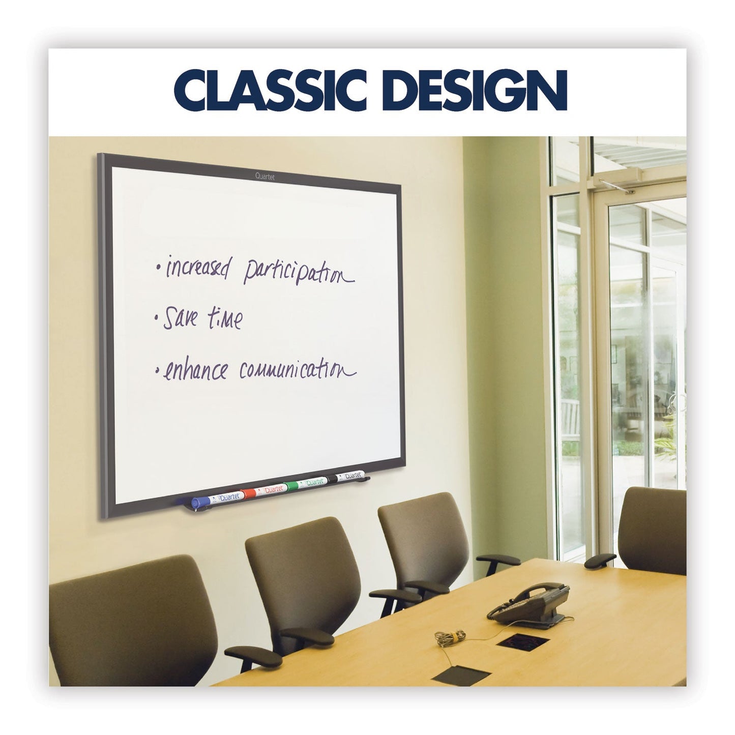 Quartet Classic Series Total Erase Dry Erase Board, 72 x 48, White Surface, Black Frame