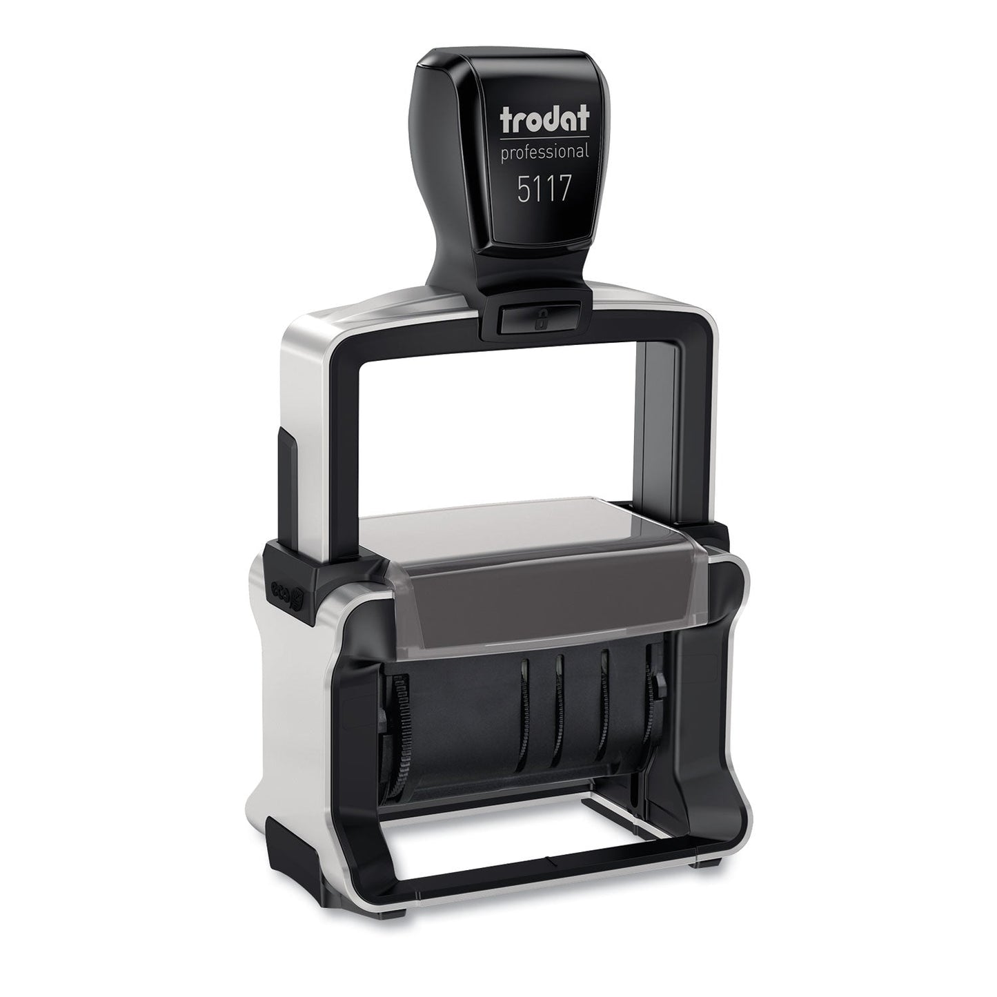 Trodat Professional 12-Message Date Stamp, Self-Inking, 2.25 x 0.38, Black