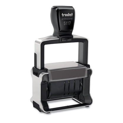 Trodat Professional 12-Message Date Stamp, Self-Inking, 2.25 x 0.38, Black