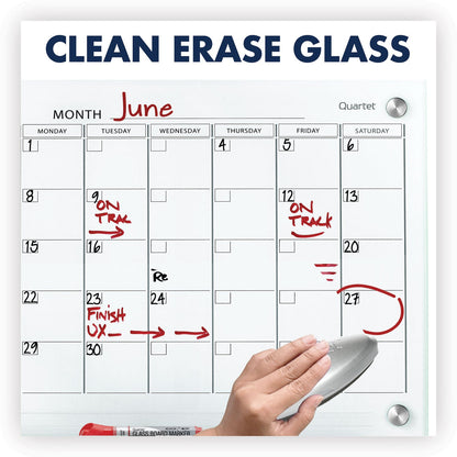 Quartet Infinity Magnetic Glass Calendar Board, 24 x 18