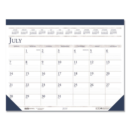 House of Doolittle Recycled Academic Desk Pad Calendar, 18.5 x 13, White/Blue Sheets, Blue Binding/Corners, 14-Month (July to Aug): 2022 to 2023
