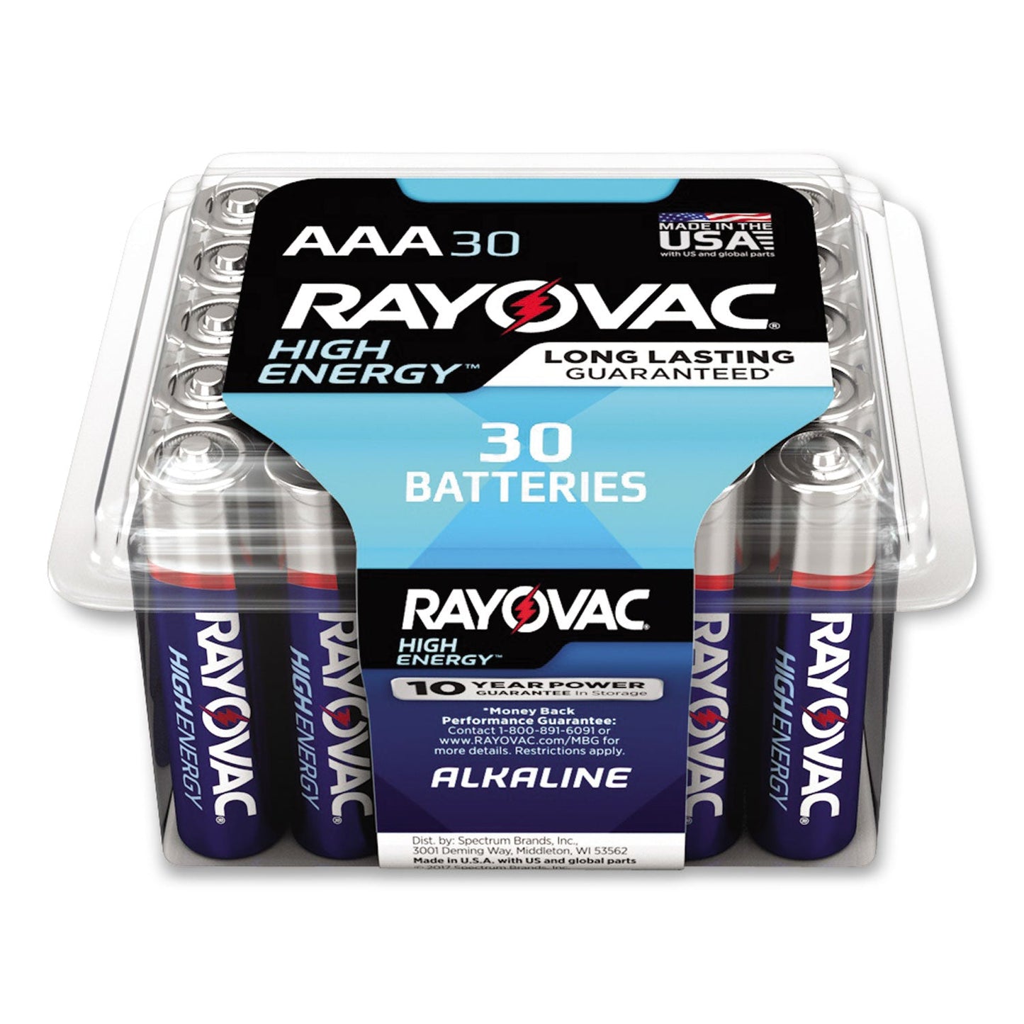 Rayovac High Energy Premium Alkaline AAA Batteries, 30/Pack