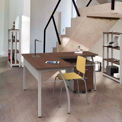 Linea Italia Trento Line L-Shaped Desk, 59.13" x 59.13" x 29.5", Cherry