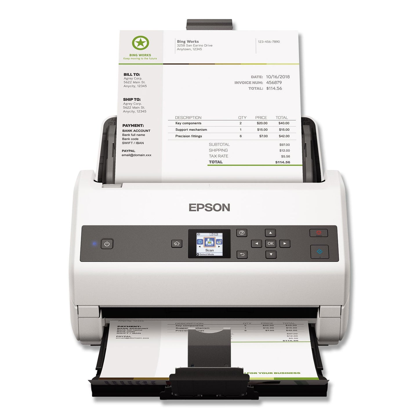 Epson DS-870 Color Workgroup Document Scanner, 600 dpi Optical Resolution, 100-Sheet Duplex Auto Document Feeder
