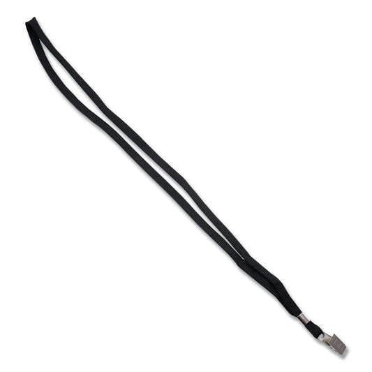 Advantus Deluxe Lanyards, Metal Clip Fastener, 36" Long, Black, 24/Box