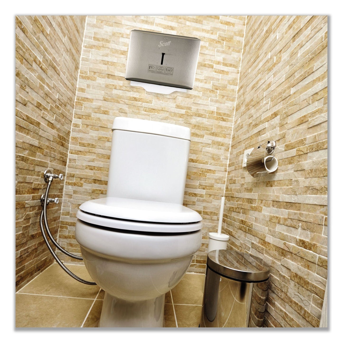 Scott Personal Seat Cover Dispenser, 16.6 x 2.5 x 12.3, Stainless Steel