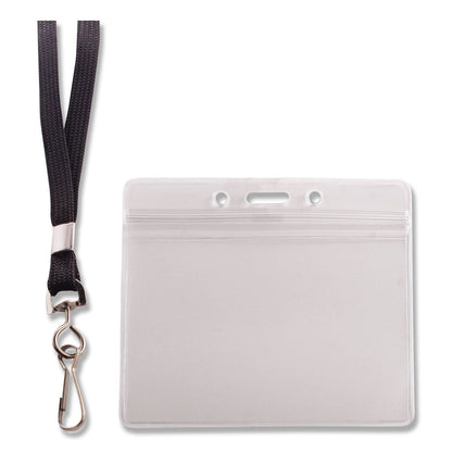 Advantus Resealable ID Badge Holders, J-Hook and 36" Lanyard, Horizontal, Frosted 4.13" x 3.75" Holder, 3.88" x 2.63" Insert, 20/Pack
