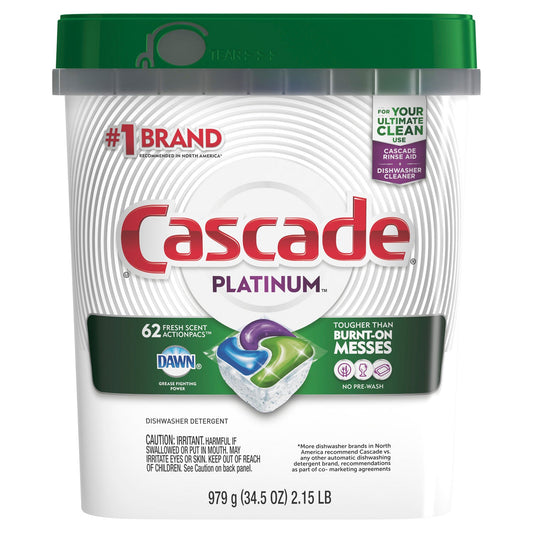 Cascade ActionPacs, Fresh Scent, 34.5 oz Bag, 62 Packs/Bag