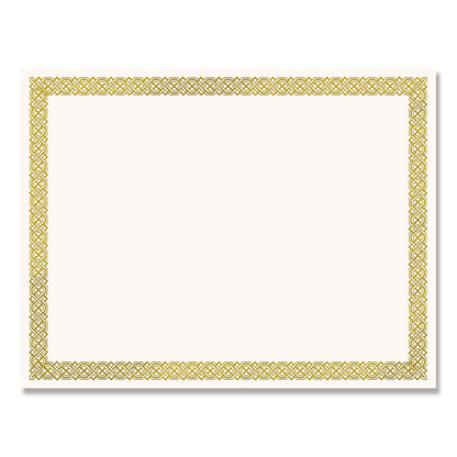 Great Papers! Foil Border Certificates, 8.5 x 11, Ivory/Gold with Braided Gold Border, 12/Pack