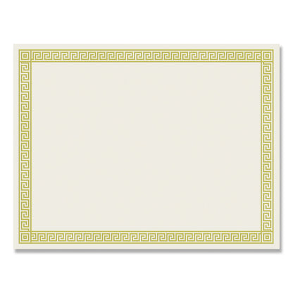 Great Papers! Foil Border Certificates, 8.5 x 11, Ivory/Gold with Channel Gold Border, 12/Pack