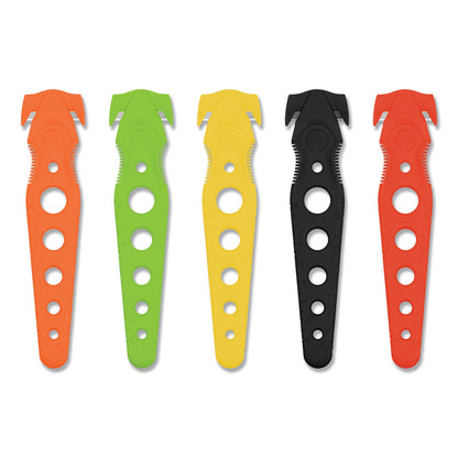 Westcott Safety Cutter, 1.2" Blade, 5.75" Plastic Handle, Assorted, 5/Pack