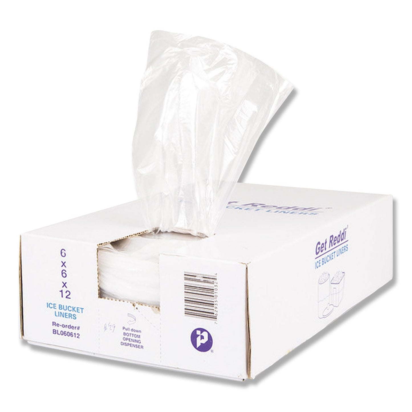 Inteplast Group Ice Bucket Liner Bags, 3 qt, 0.5 mil, 6" x 12", Clear, 1,000/Carton
