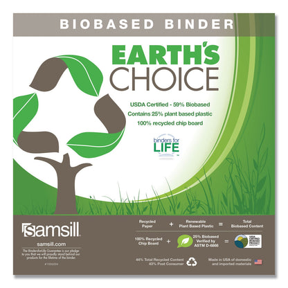 Samsill Earth's Choice Biobased Economy Round Ring View Binders, 3 Rings, 2" Capacity, 11 x 8.5, Purple