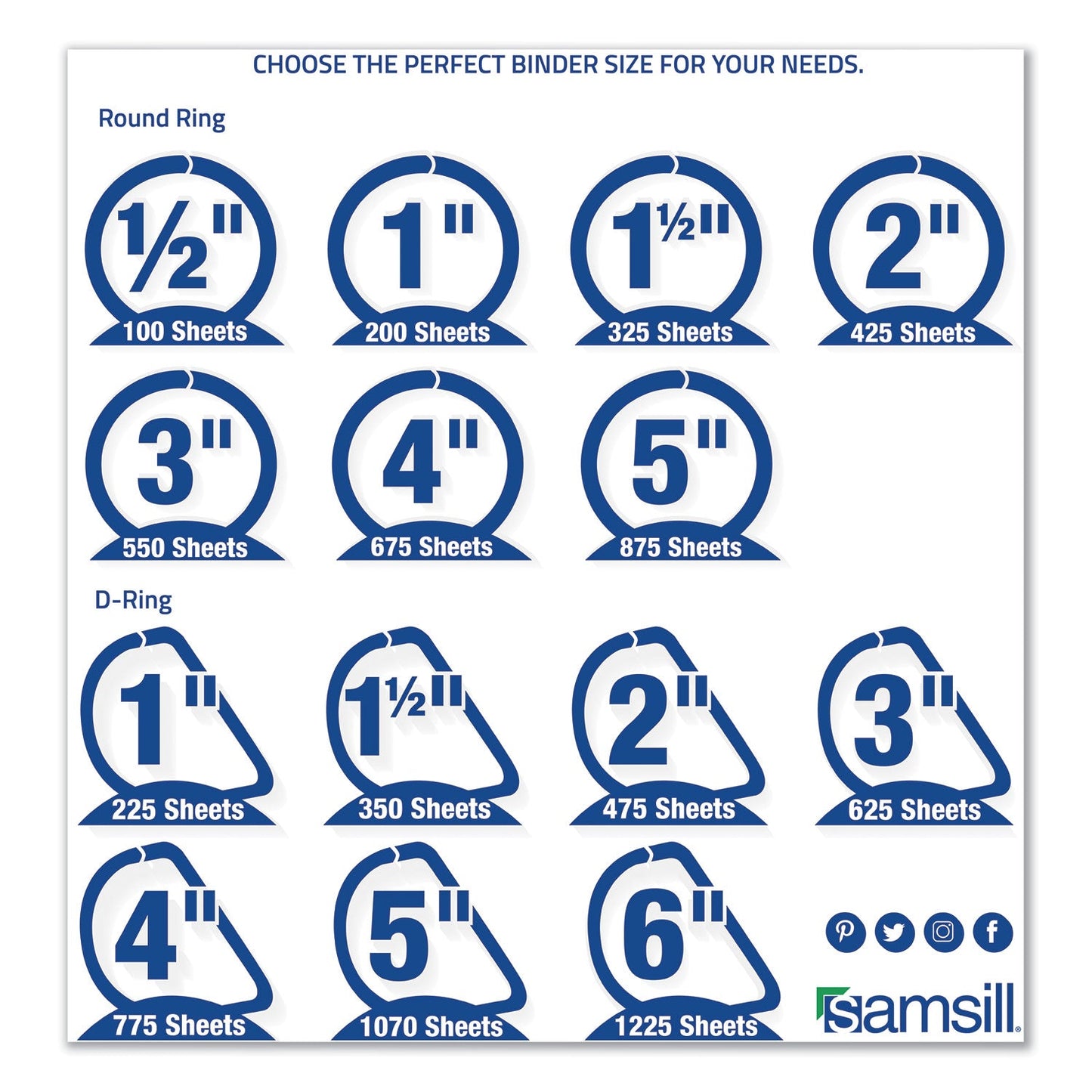 Samsill Earth's Choice Biobased D-Ring View Binder, 3 Rings, 2" Capacity, 11 x 8.5, White