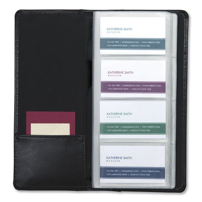 Samsill Regal Leather Business Card File, Holds 96 2 x 3.5 Cards, 4.75 x 10, Black