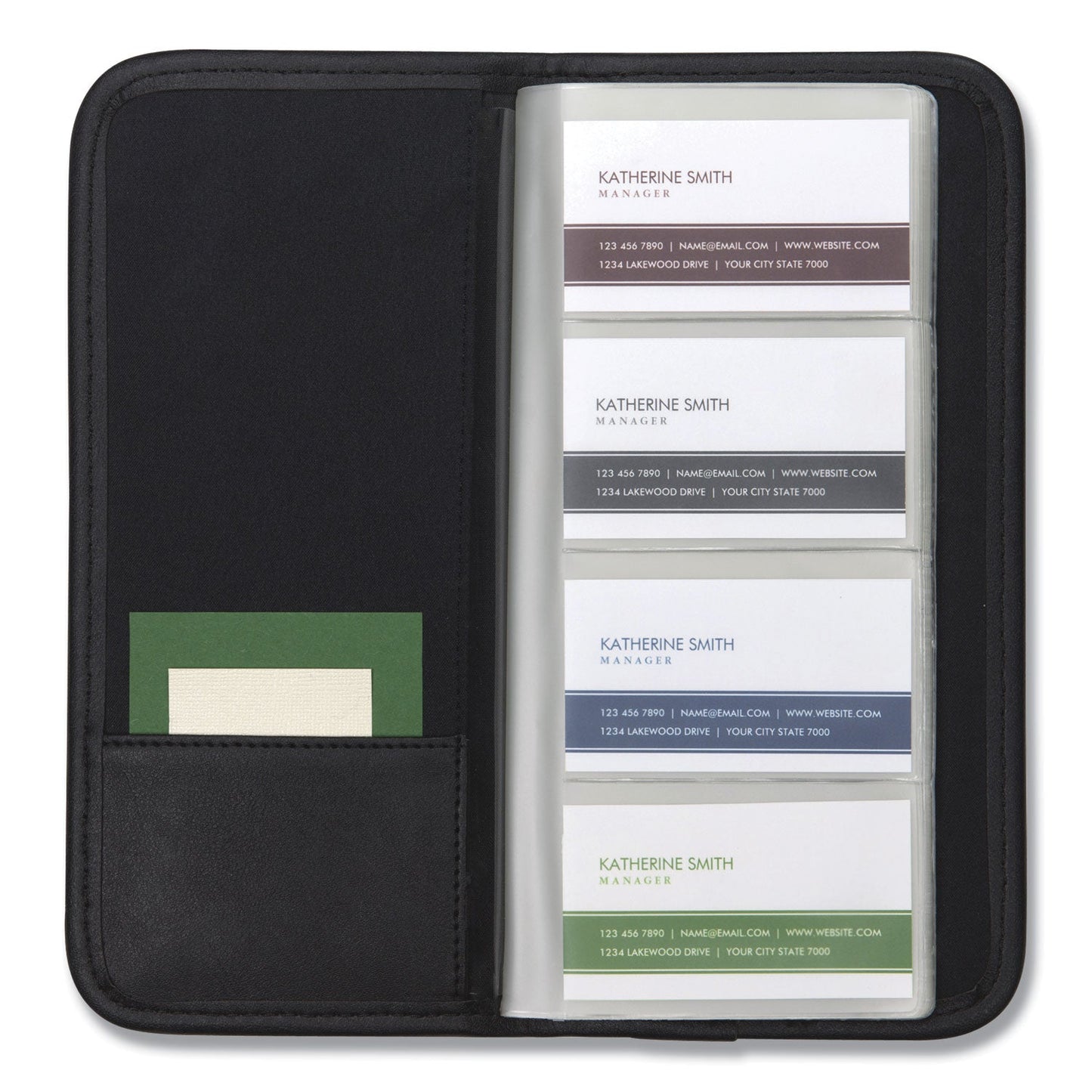 Samsill Professional Vinyl Business Card File, Holds 160 2 x 3.5 Cards, 4.75 x 10.13, Black