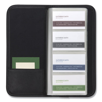 Samsill Professional Vinyl Business Card File, Holds 160 2 x 3.5 Cards, 4.75 x 10.13, Black