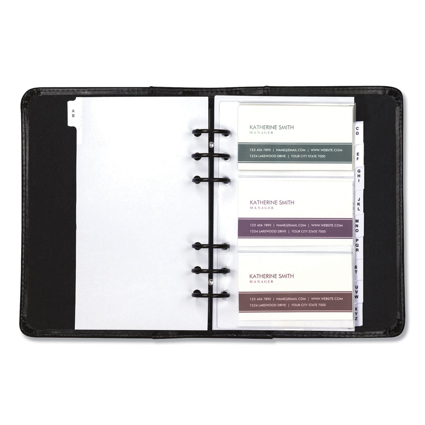 Samsill Regal Leather Business Card Binder, Holds 120 2 x 3.5 Cards, 5.75 x 7.75, Black
