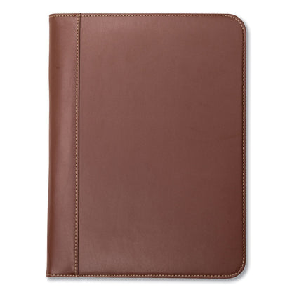 Samsill Contrast Stitch Leather Padfolio, 8 1/2 x 11, Leather, Tan