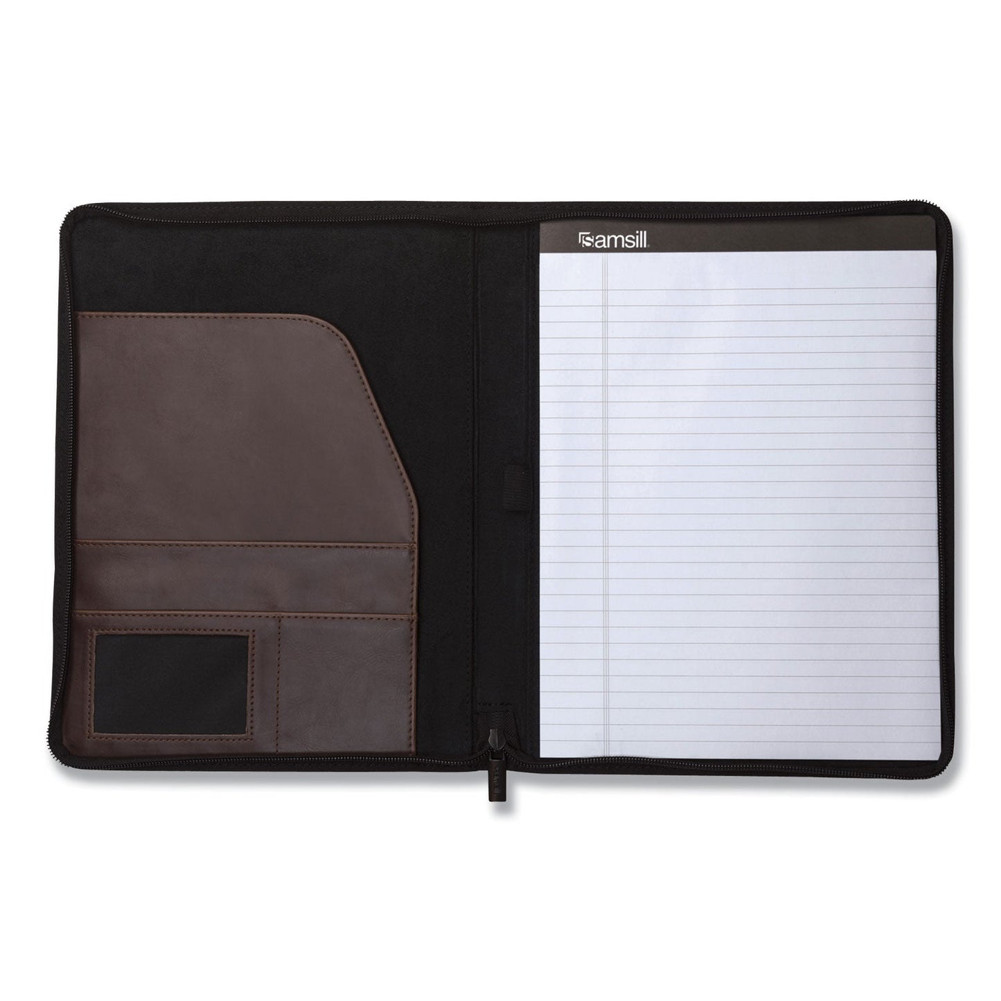 Samsill Vintage Hardback Zipper Portfolio, Vinyl, Dark Brown, 11 x 8 1/2