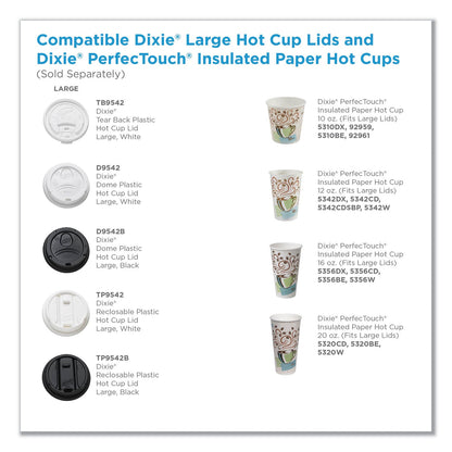 Dixie Reclosable Lids, Fits 12 oz to 20 oz Dixie Cups, 10 oz to 20 oz PerfecTouch Cups, White, 100/Pack, 10 Packs/Carton