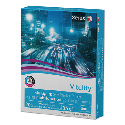 xerox Vitality Multipurpose Print Paper, 92 Bright, 20 lb Bond Weight, 8.5 x 11, White, 500/Ream, 10 Reams/Ct, 40 Cartons/Pallet