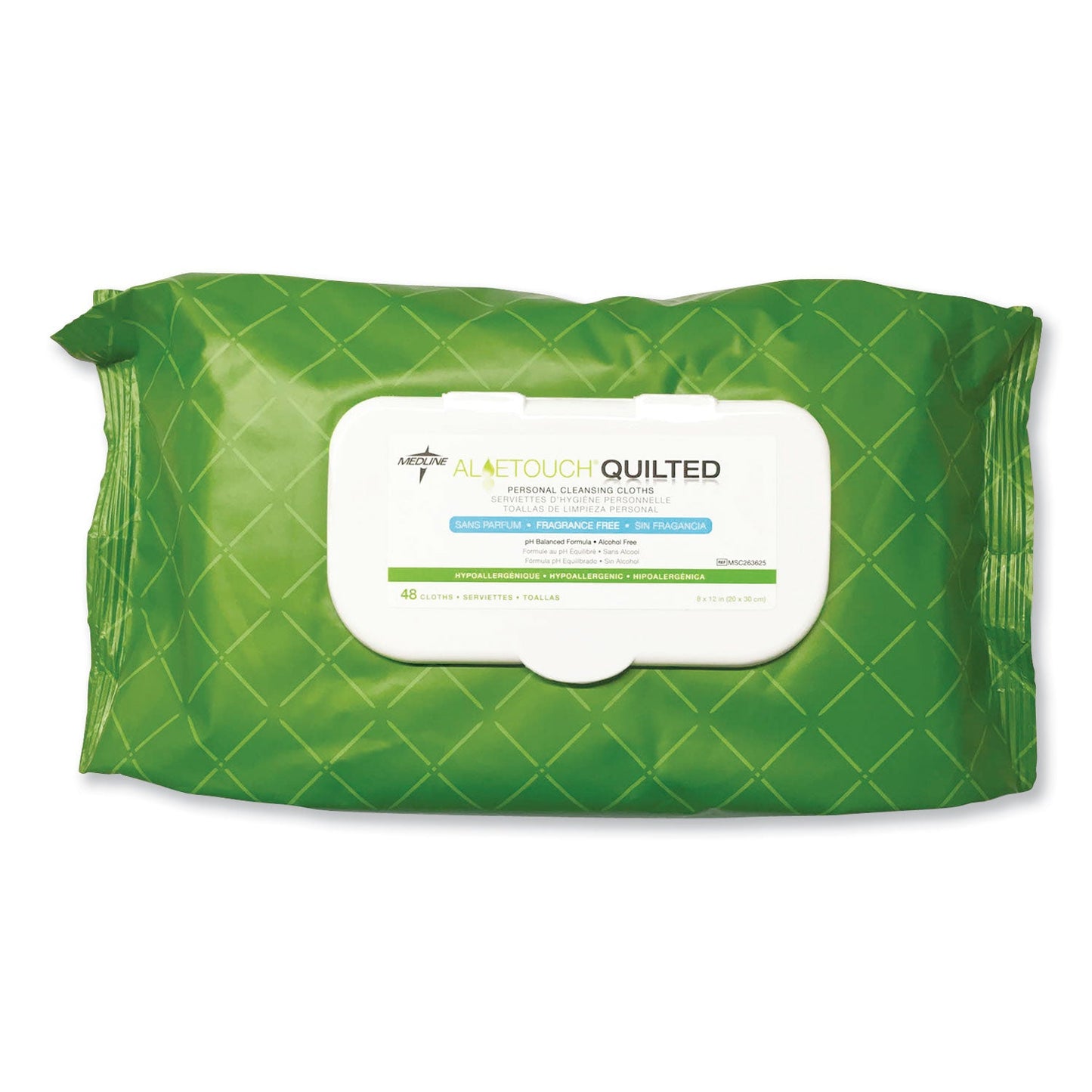 Medline FitRight Select Premium Personal Cleansing Wipes, 8 x 12, Fragrance-Free, White, 48/Pack