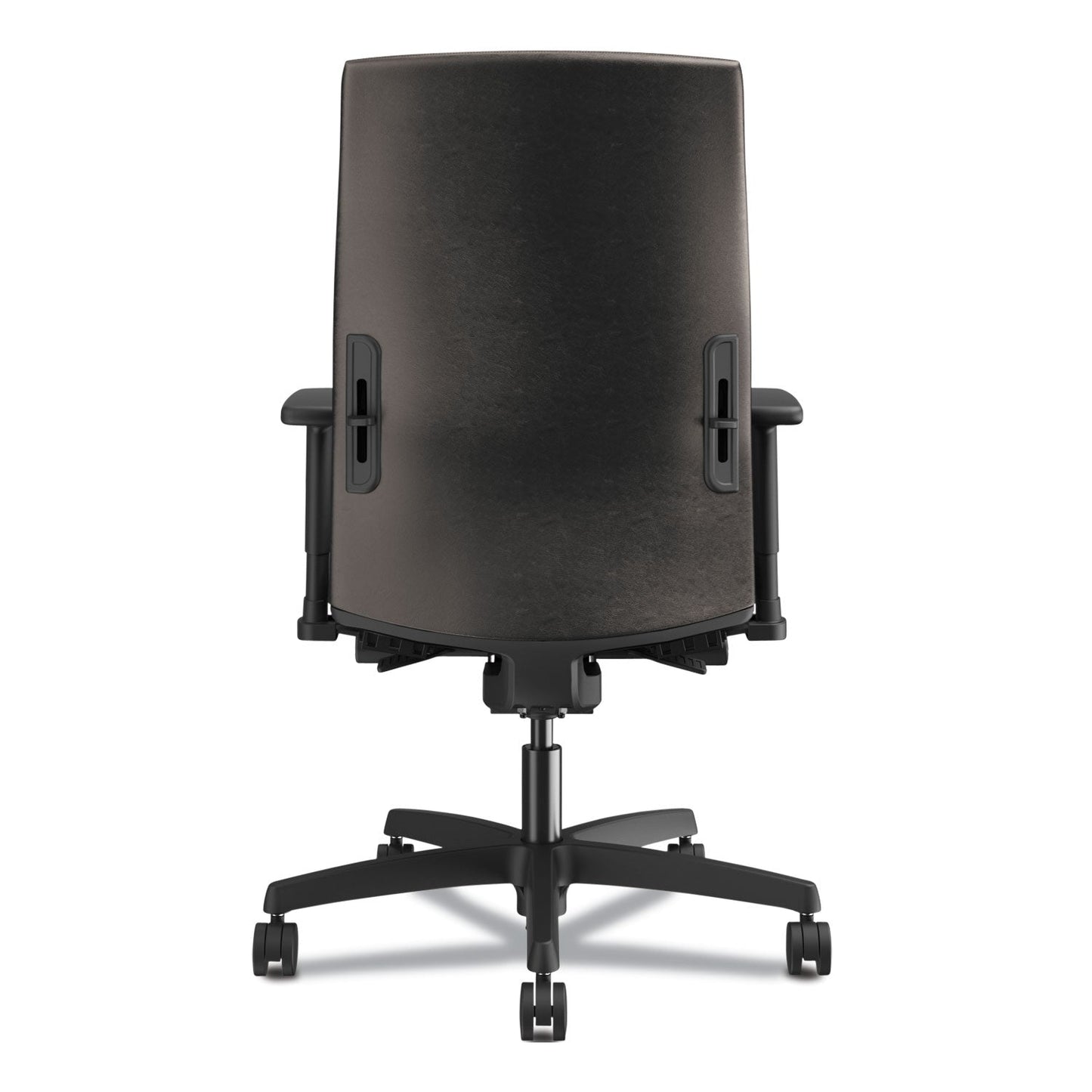 HON Ignition 2.0 Upholstered Mid-Back Task Chair With Lumbar, Supports 300 lb, 17" to 22" Seat, Black Vinyl Seat/Back, Black Base