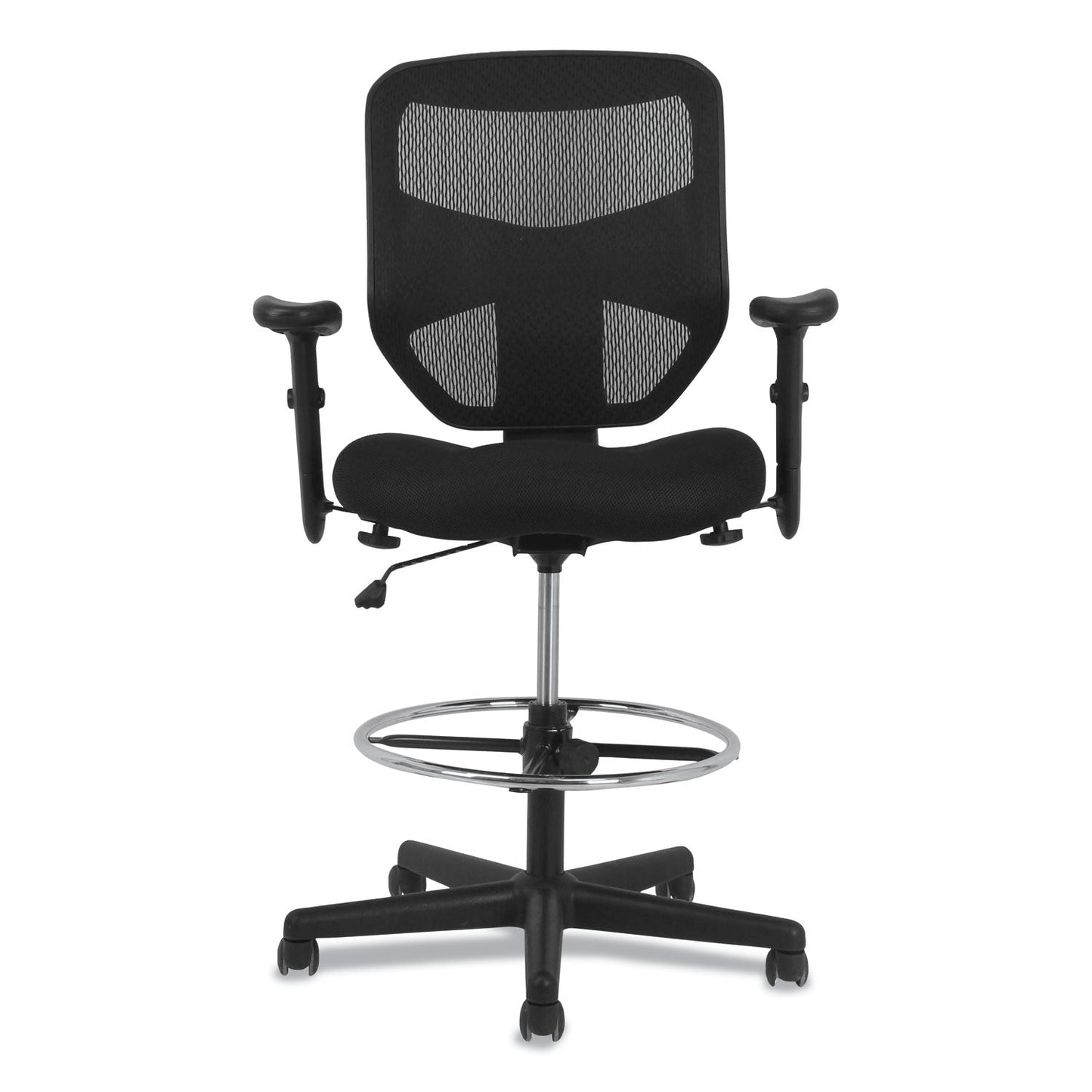 HON Prominent High-Back Task Stool, Supports Up to 250 lb, 21" to 28.1" Seat Height, Black