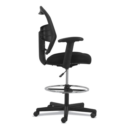 HON Prominent High-Back Task Stool, Supports Up to 250 lb, 21" to 28.1" Seat Height, Black