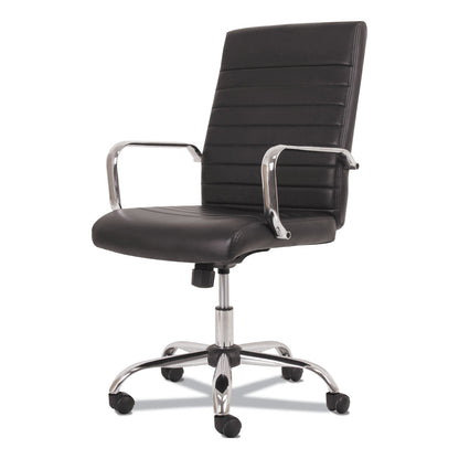 Sadie 5-Eleven Mid-Back Executive Chair, Supports Up to 250 lb, 17.1" to 20" Seat Height, Black Seat/Back, Chrome Base