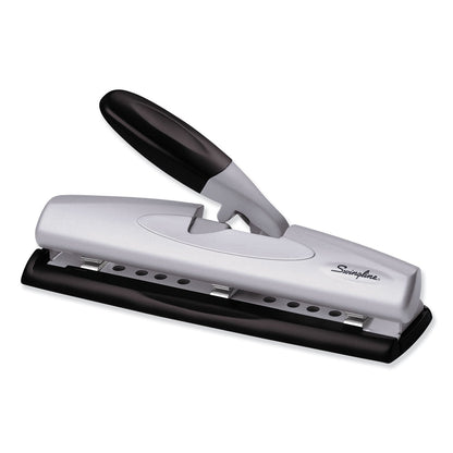 Swingline 12-Sheet LightTouch Desktop Two- to Three-Hole Punch, 9/32" Holes, Black/Silver