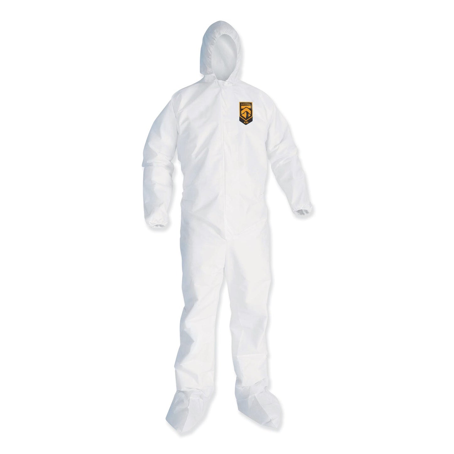 KleenGuard A35 Liquid and Particle Protection Coveralls, Zipper Front, Hooded, Elastic Wrists and Ankles, 2X-Large, White, 25/Carton