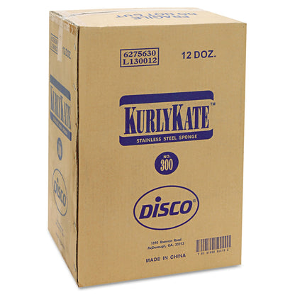 Kurly Kate Stainless Steel Scrubbers, Medium, 3.5 x 3.5, Steel Gray, 12/Pack, 12 Packs/Carton